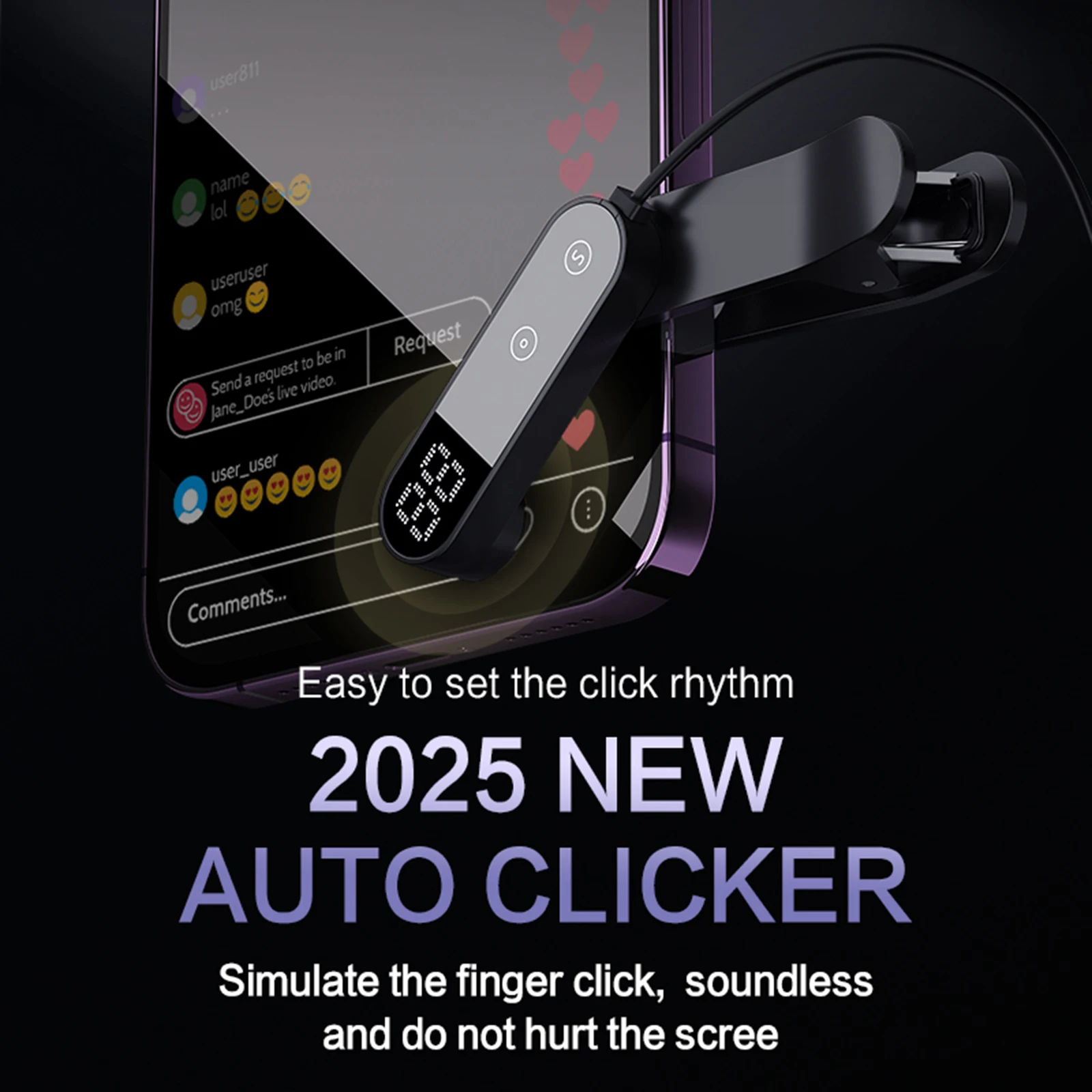 画面自動クリック装置、指のクリックをシミュレートする自動クリック、画面物理速度クリック装置、電話アプリ、ビデオライブストリーミング用