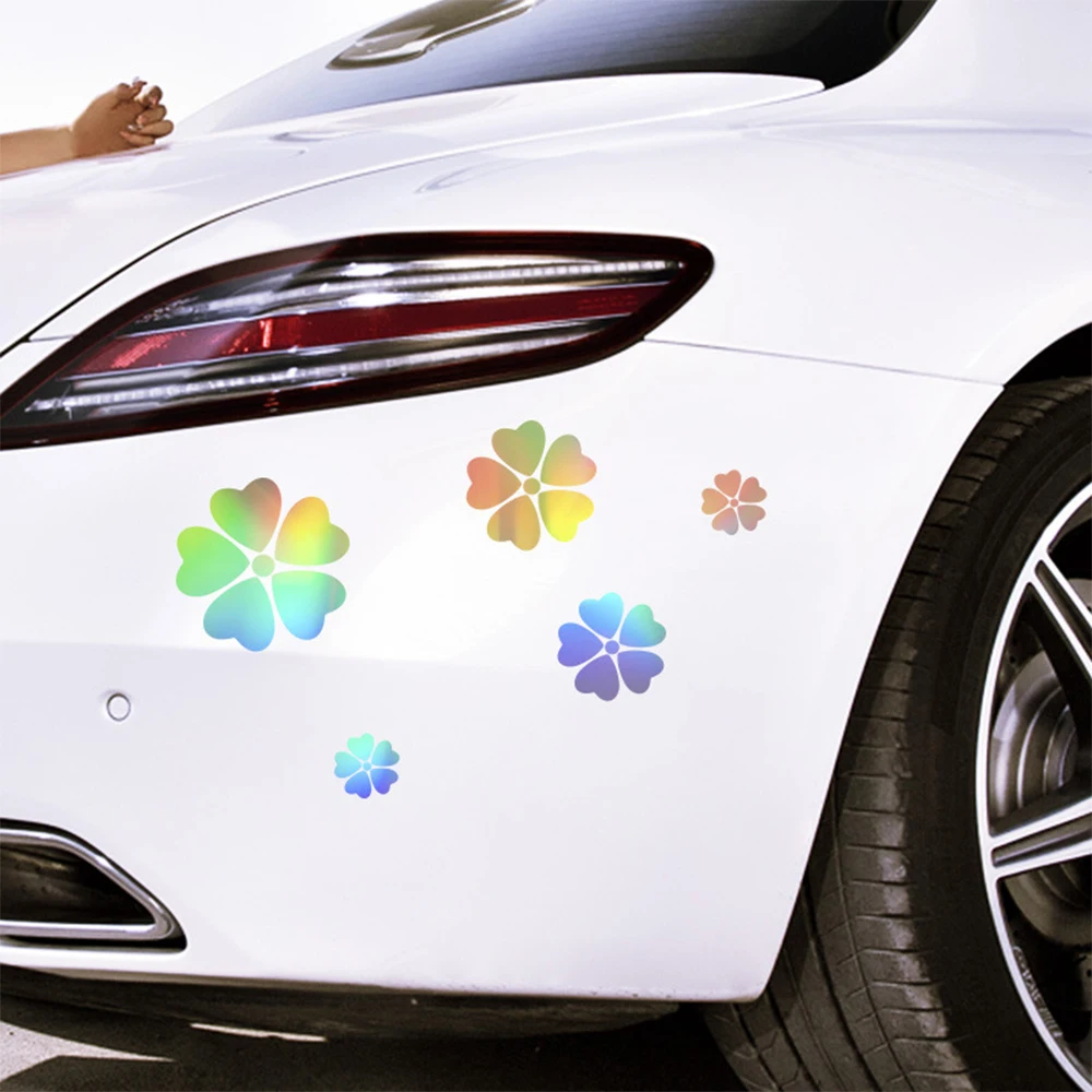 11PCS Laser Flower Graphics Car Stickers for Rear Window Cover Scratches on Auto Bumper Body Helmet Blossom Decal