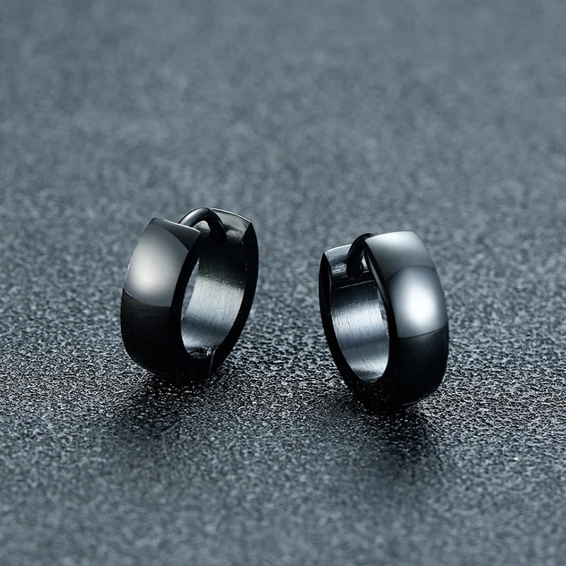 1 Pairs of Earrings Stainless Steel Multiple Black Simple Ear Studs for Men Women Punk Style CZ Round Earring Fashion Jewelry