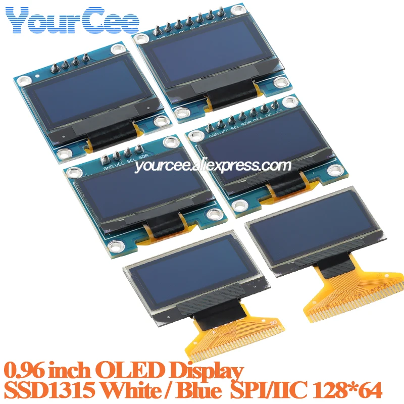 

0.96 inch OLED Bare Screen Display Module 0.96" Blue White 128*64 SPI/IIC Interface SSD1315 Driver