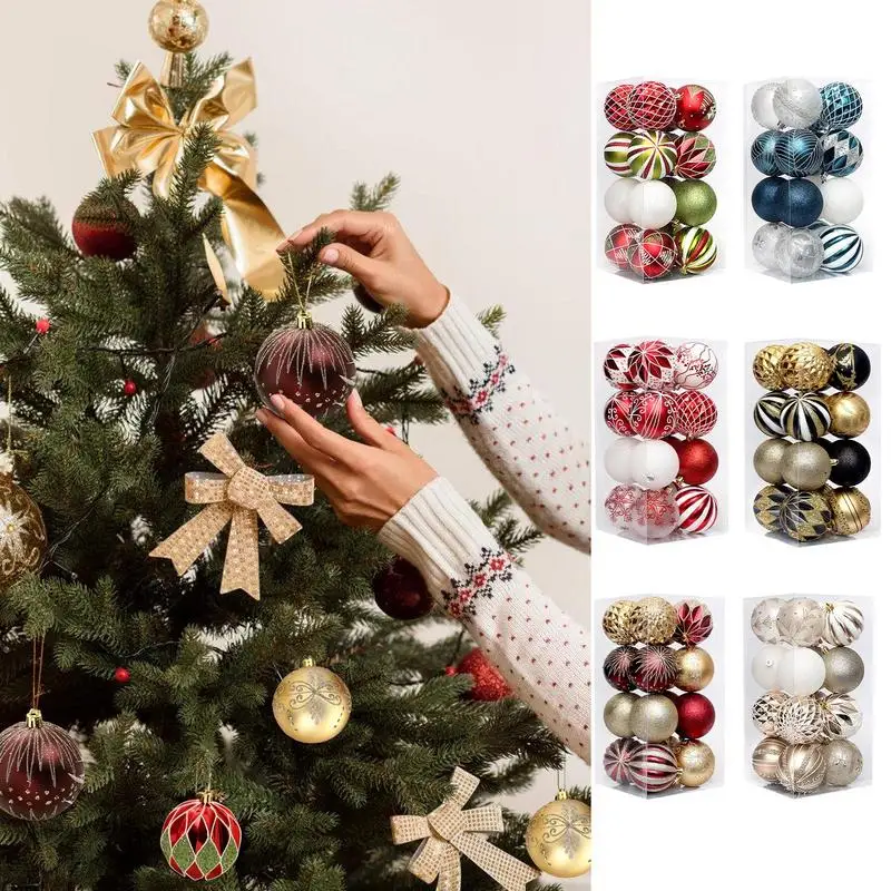 

Christmas Tree Balls 16PCS/Box Electroplated Painted Shatterproof Hangings Ball Set Xmas Tree Ornaments For Indoor Party Decor