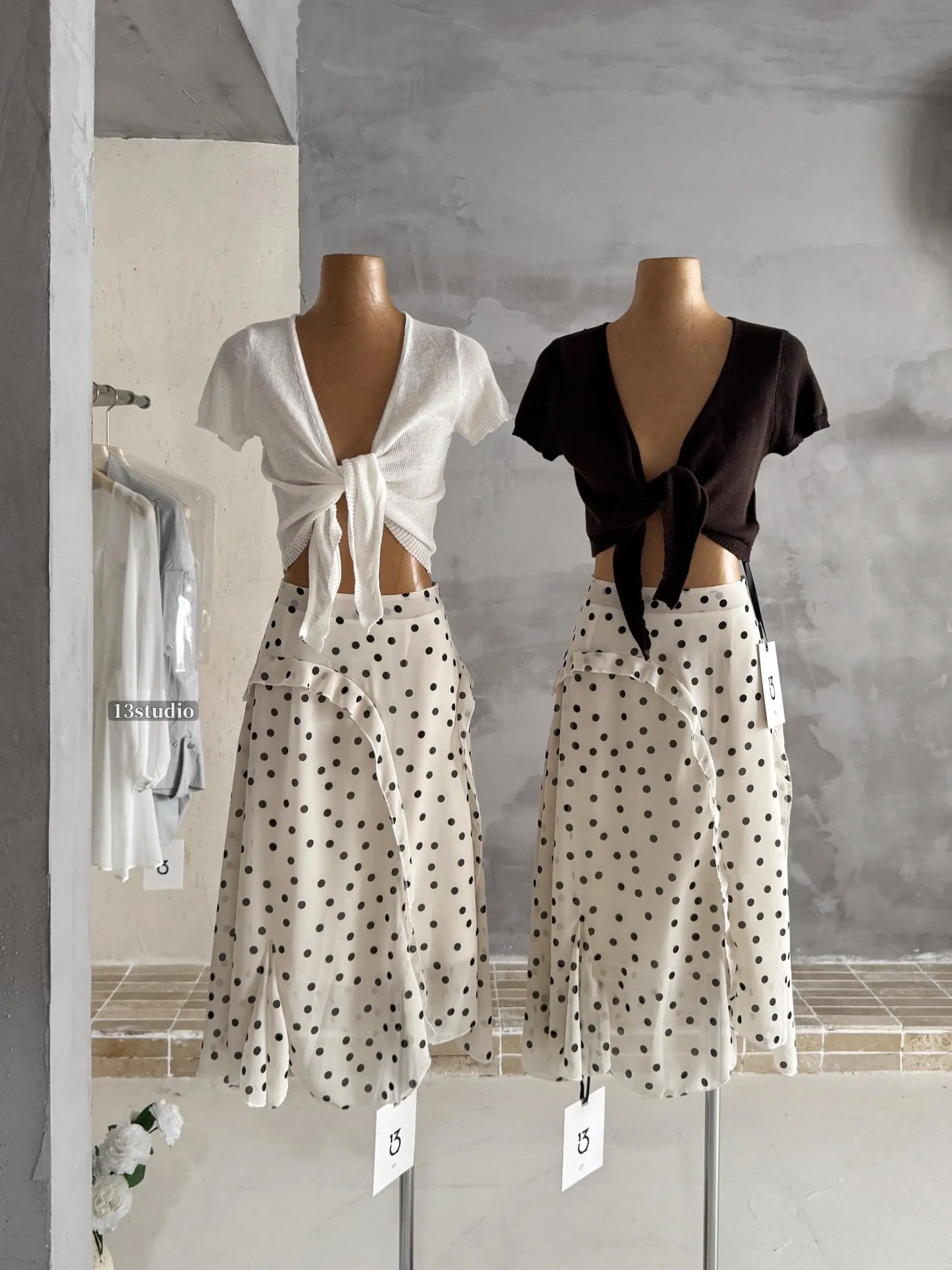 

13Studio2026 Irregular Hem Polka Dot Silk Half Skirt Women's High Waist Gauze Fairy Skirt Spring Summer New Arrival