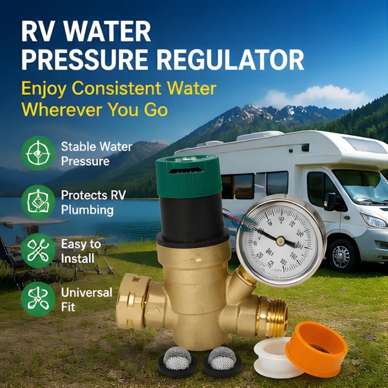 Copper Mobile Pressure Adjuster With Integrated Filter And Customizable Mechanism For RV Travel Trailers