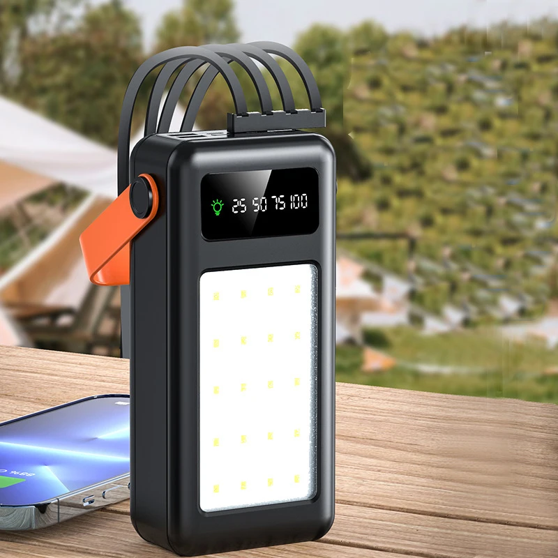 40000/60000mAh large capacity Portable Power Bank Outdoor camping lights External Battery Charger For Smartphone Built in Cables