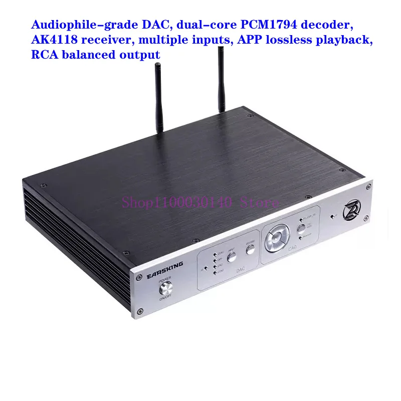 Dual-core PCM1794 decoder, audiophile-grade DAC, AK4118 receiver, multiple inputs, APP lossless playback, RCA balanced output