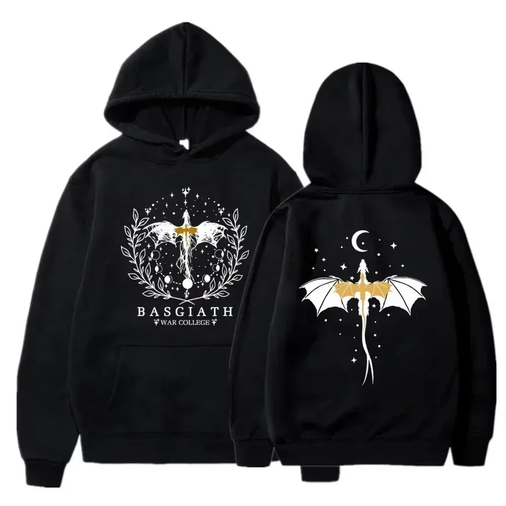 2025 Felpa con cappuccio stile Basgiath War Academy Quarta ala Abbigliamento da uomo e da donna Felpa con cappuccio sportiva primaverile e autunnale con motivo stampato