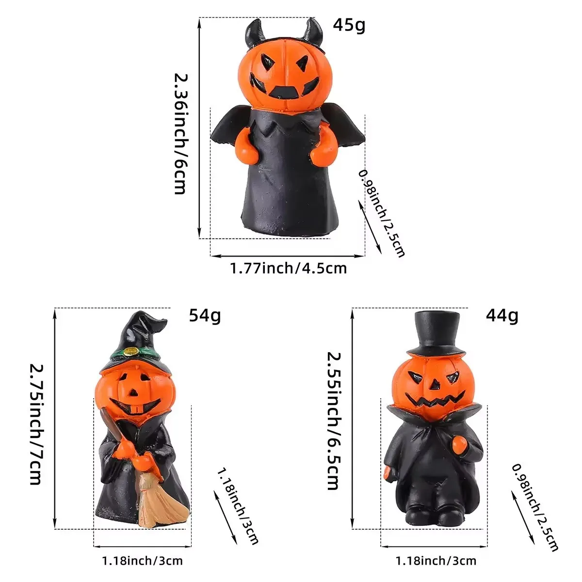 Cute Mini Halloween Pumpkin Character Resin Statues Witch Devil Gentleman Desktop Tabletop Decor Gifts