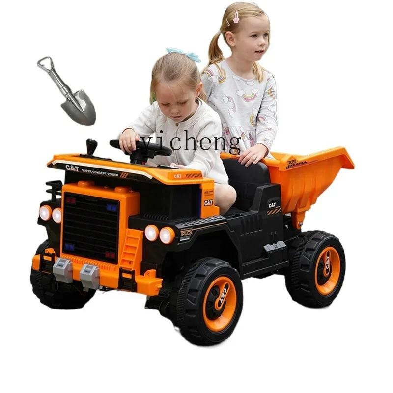 Children's Electric Four-Wheel Drive Remote-Control Automobile Engineering Vehicle Tilting Tractor