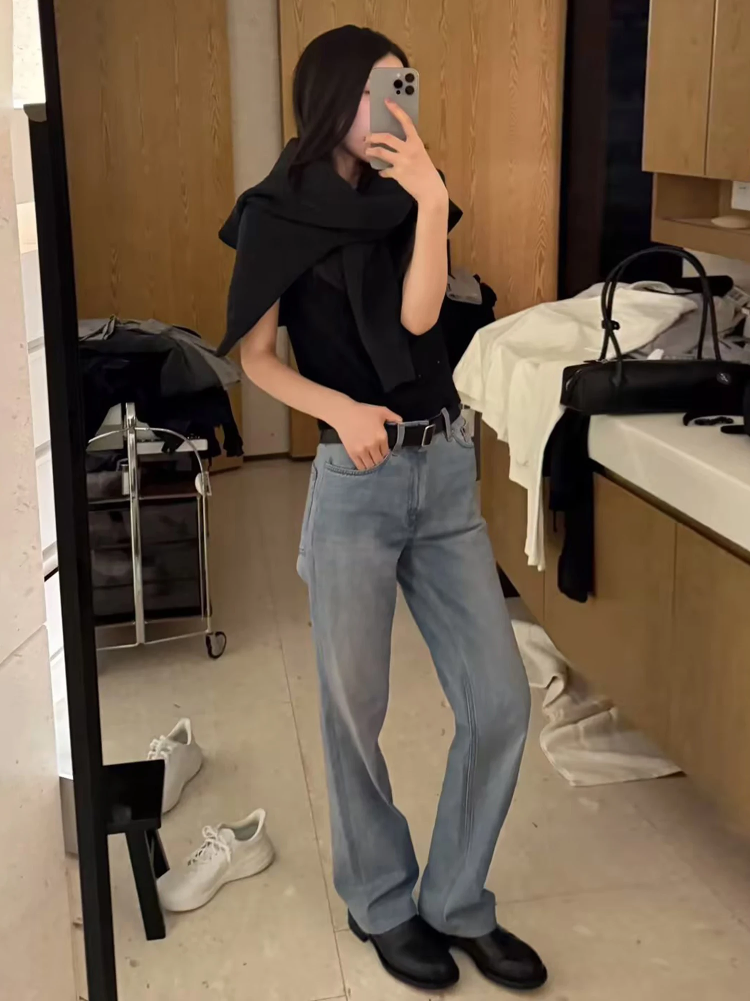 

Джинсы женские прямые из чистого хлопка Romance Studio Vintage Denim Mis Foggy Summer Thin, с микроэластаном, размер L