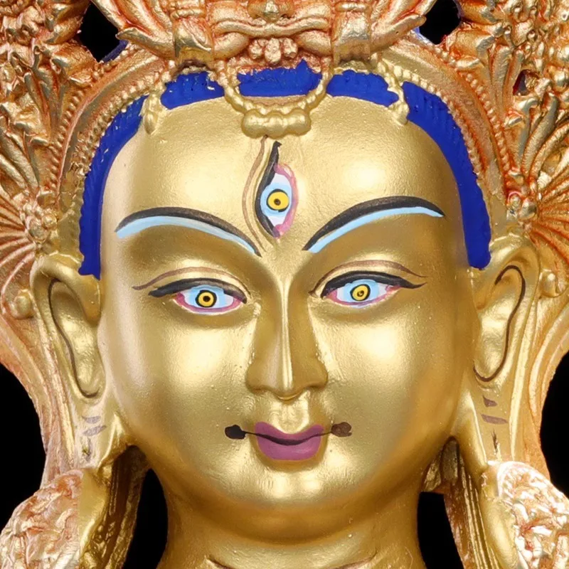 7Tibetan Tantric White Tara Buddha Statue Ornament, Fully Gilt Bronze, for Home Altar Worship of Guanyin Bodhisattva