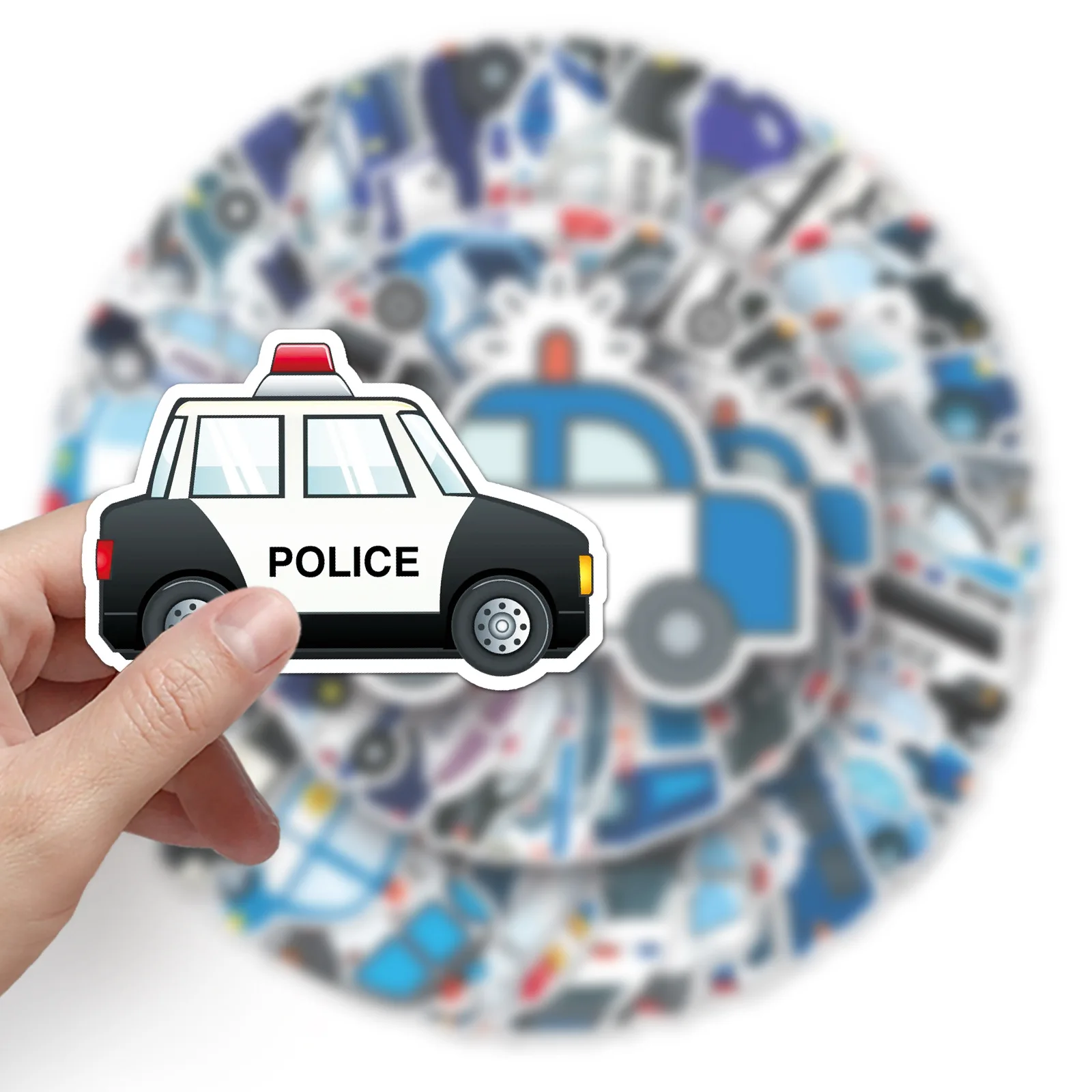 50pcs Cartoon Police Car Series Graffiti Stickers Suitable for Helmets Desktop Wall Decoration DIY Sticker Pack Wholesale