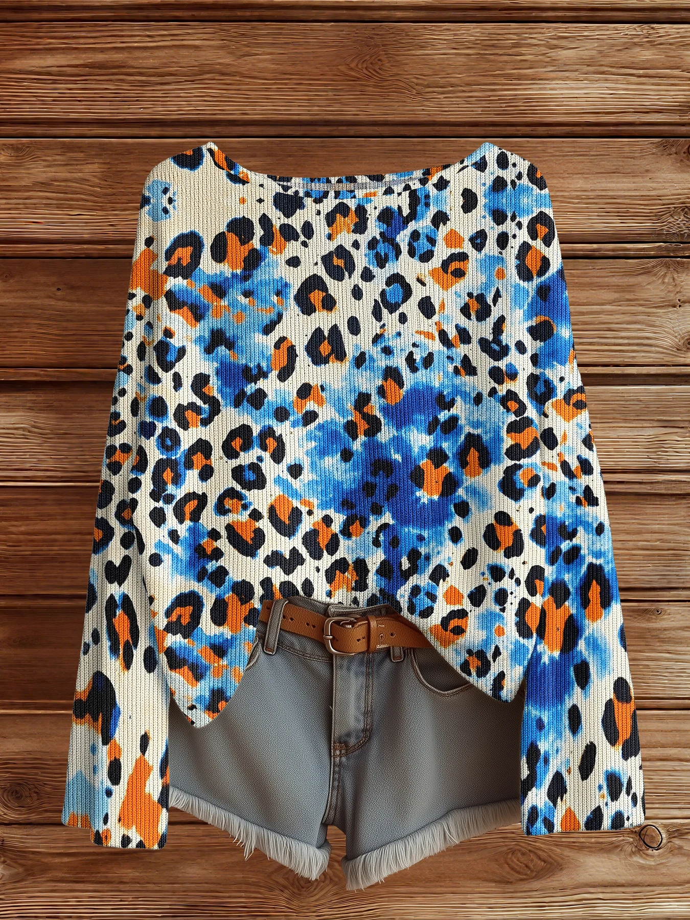 Otoño Invierno suéter de leopardo mujeres Vintage pulóver suéteres Top de punto Merch moda Casual HipHop Chic Jumpers