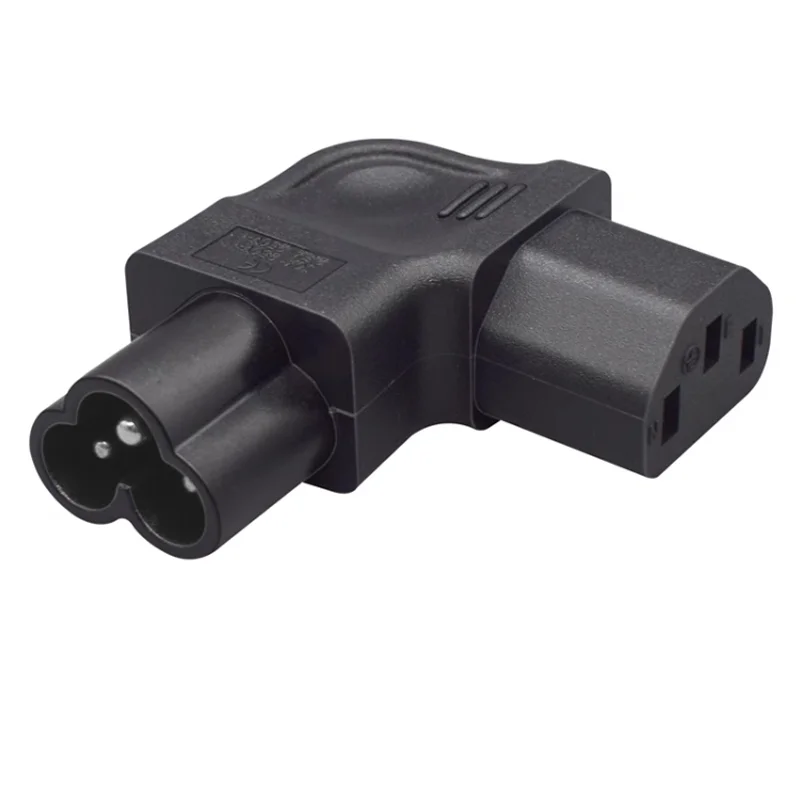 1PCS Zwarte Rechte Elleboog IEC320 C6 Male naar C13 Vrouwelijke Power Adapter Plug C6 Clover Leaf Plug PDU kast Stekker Converter