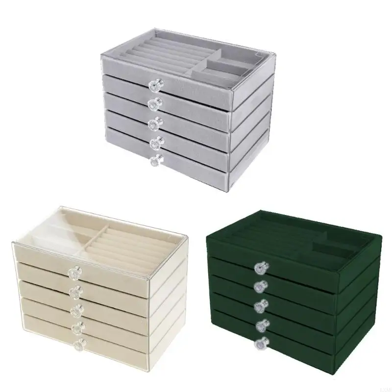  Stackable Jewelry Display Case 5 Layer PET Plastic Organiser For Earrings Necklaces