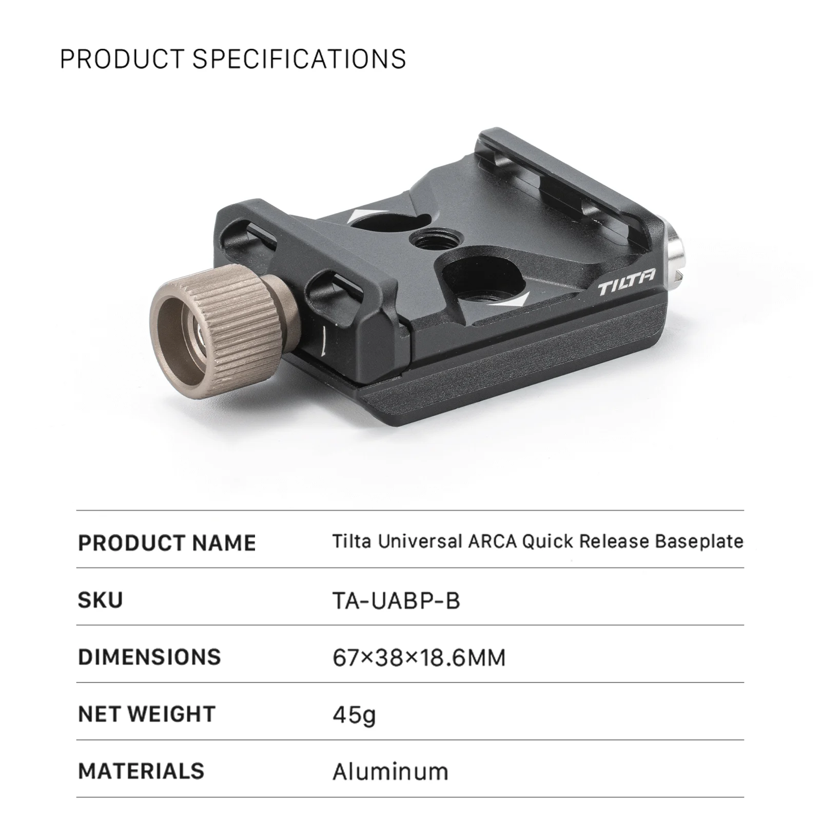 Imagem -06 - Tilta Ta-uabp-b Arca Quick Release Baseplate Especificação Padrão Portátil Metal Tripé Titular Acessórios