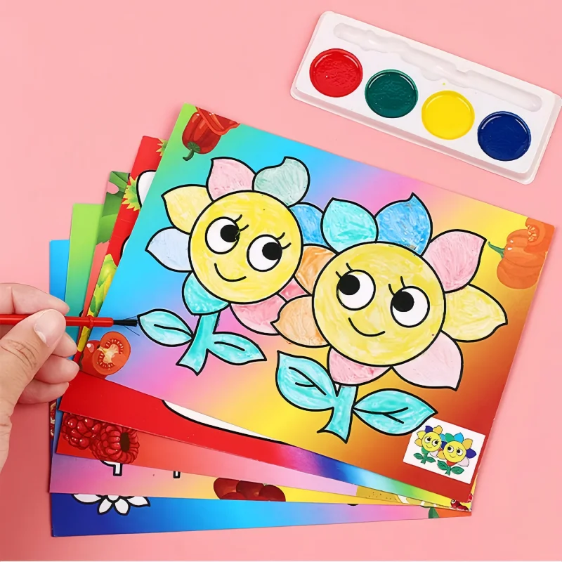 10Pcs DIY Cartoon Paint Coloring Graffiti Painting Kids Birthday Kindergarten Party Gift Back To School Reward Carnival Gift