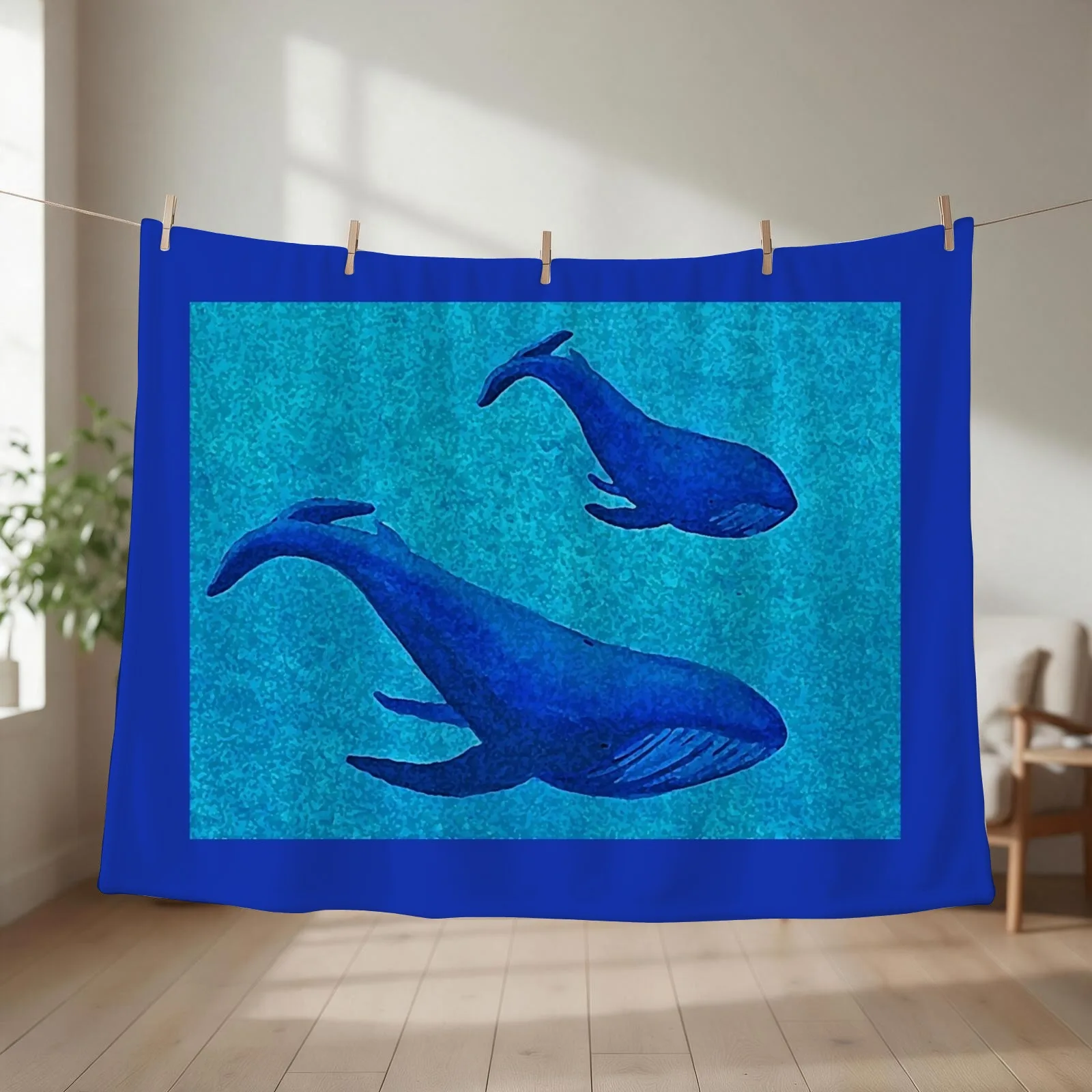 Water Blot Blue Whale Mother and Baby Throw Blanket For Sofa Thin halloween Blankets For Sofas Sleeping Bag Blankets
