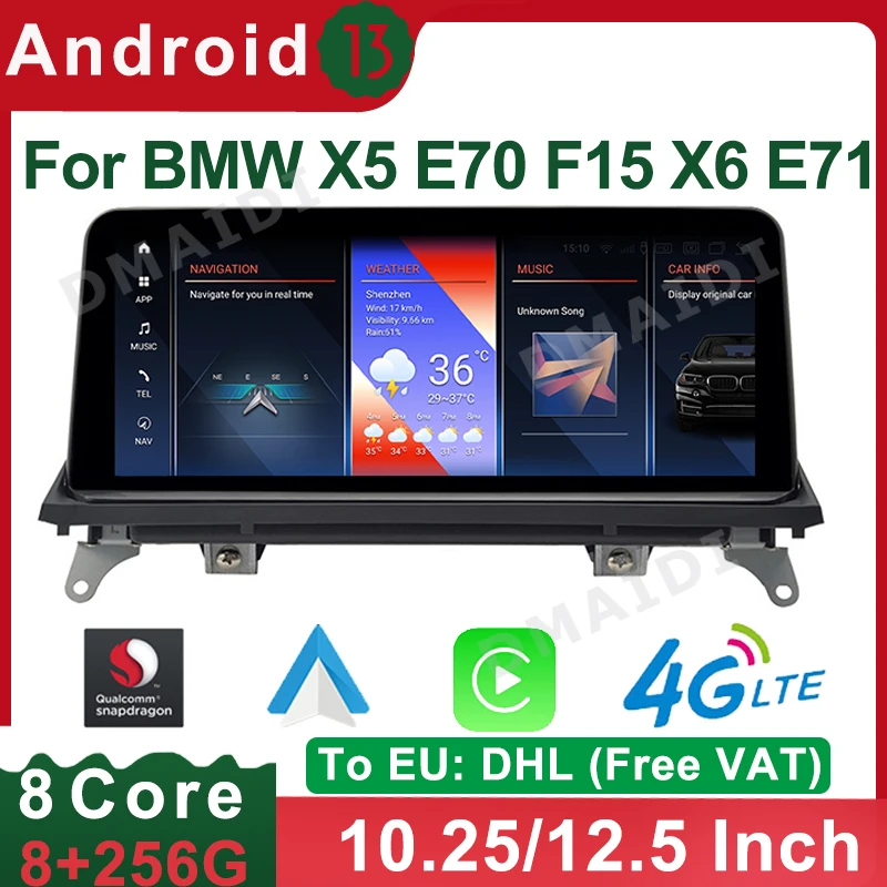 

Snapdragon Android 13 GPS Navigation For BMW X5 E70 X6 E71 2007-2017 CCC CIC NBT Multimedia Player Radio 8+256G ID8 10.25/12.5“