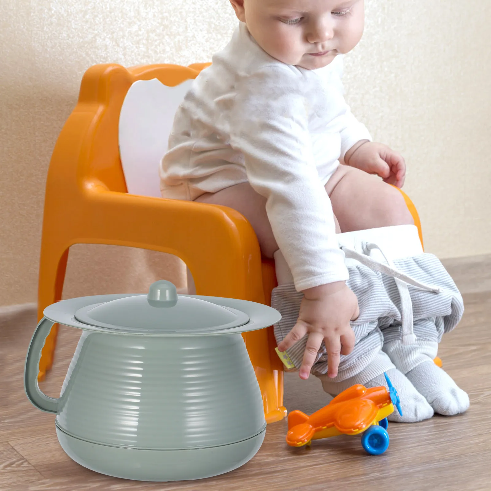 

Набор: пластиковый портативный туалет-горшок/писсуар/судно для дома и кемпинга с крышкой, легкий, на устойчивой основе, многоразовый