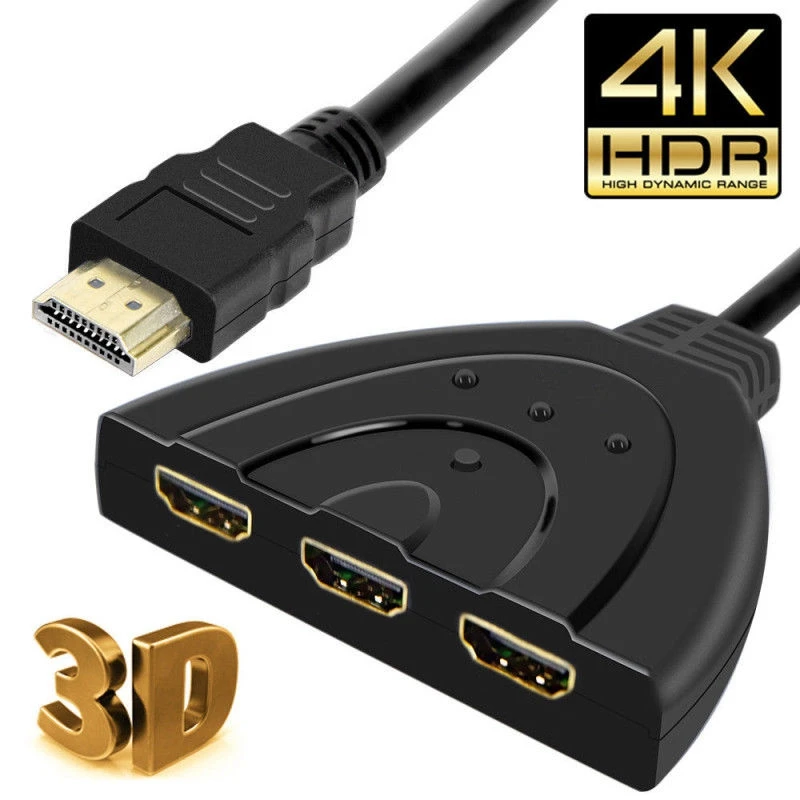 مفتاح متوافق مع HDMI جهاز تقسيم KVM ، 3 إدخال ، مخرج واحد ، كابل لـ HDTV ، PS4 ، Xbox ، 4.5 P ، محول محور تبديل التبديل