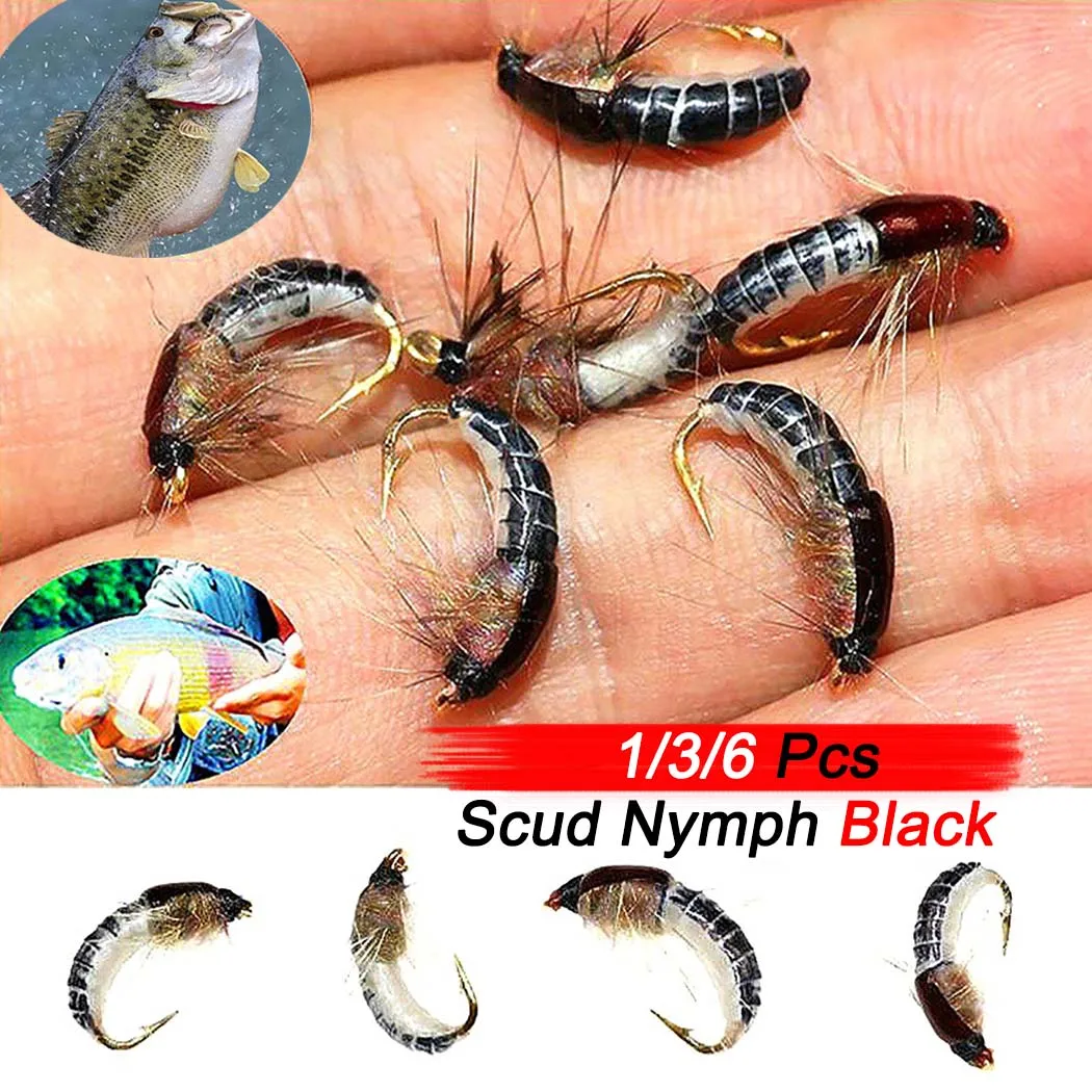 1/3/6pcs Fishing Insect Bait Lure Realistic Nymph Scud Fly For Trout Fishing Artificial Insect Bait Lure Scud Worm Fishing Lure