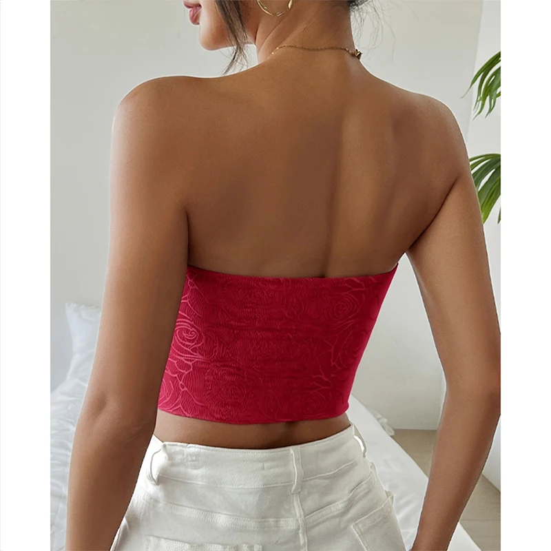 Summer Y2K Women's Sexy Twist Front Asymmetrical Hem Strapless Bandeau Crop Top Casual Tube Tops for Party Club Night Clothes image 2