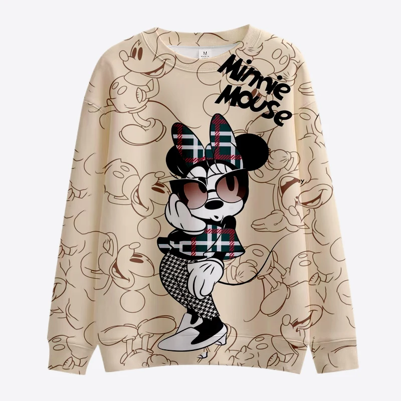 Sweat-shirt décontracté à col rond pour femme, pull à manches longues, imprimé Minnie, Disney Tureand, mode pour femme, automne 2025, nouveau