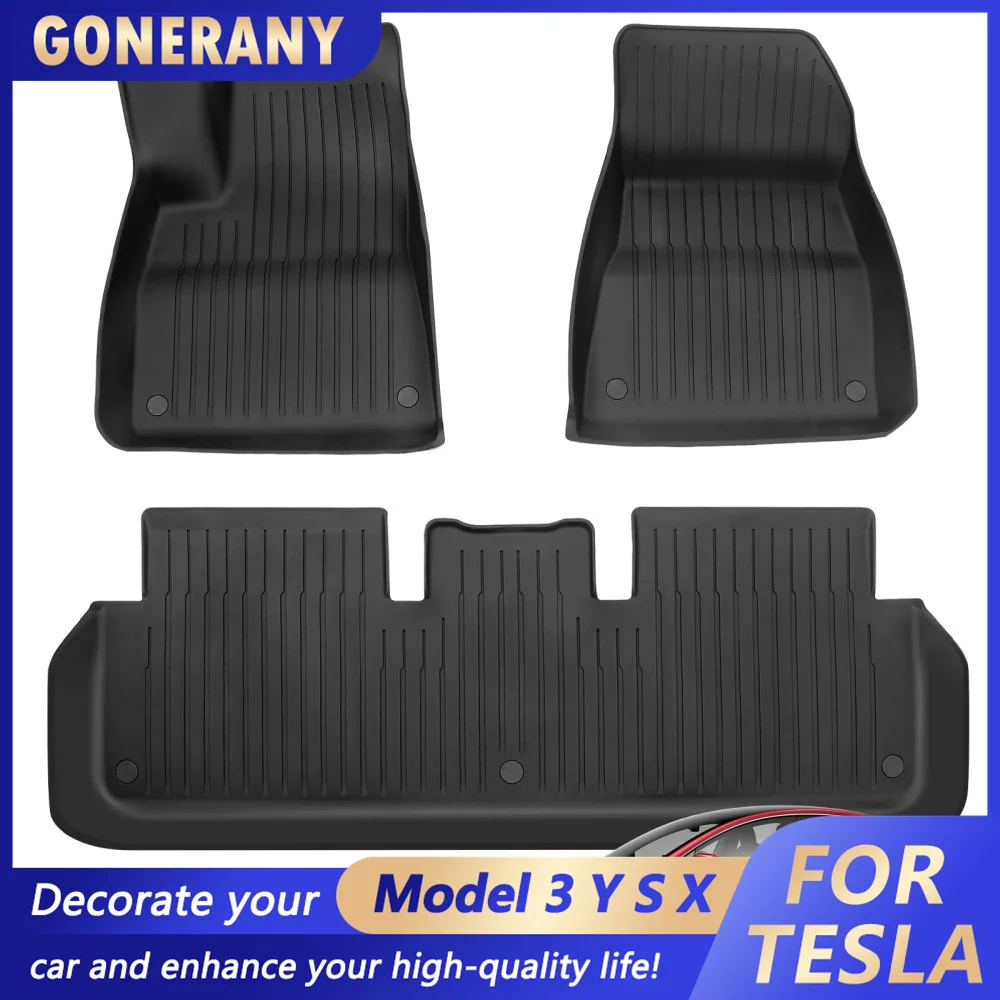 New Floor Mats for Tesla Model 3 Y Floor Mats 2023-2020 Pure TPE Injection Molding Floor Mats All Weather Protection Waterproof