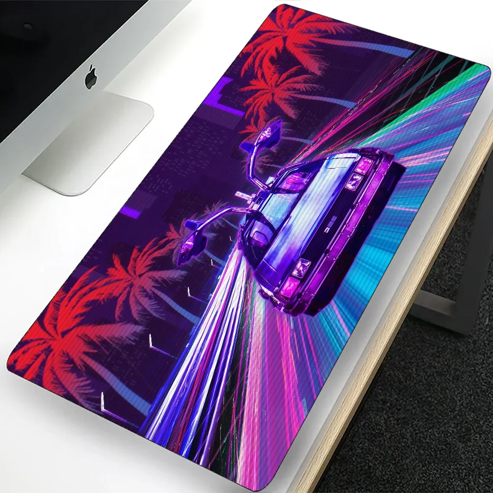 Neon Car Retrowave Synthwave Art Large Gaming Mouse Pad Computer Mousepad PC Gamer Laptop Mouse Mat Office Keyboard Mat Desk Pad