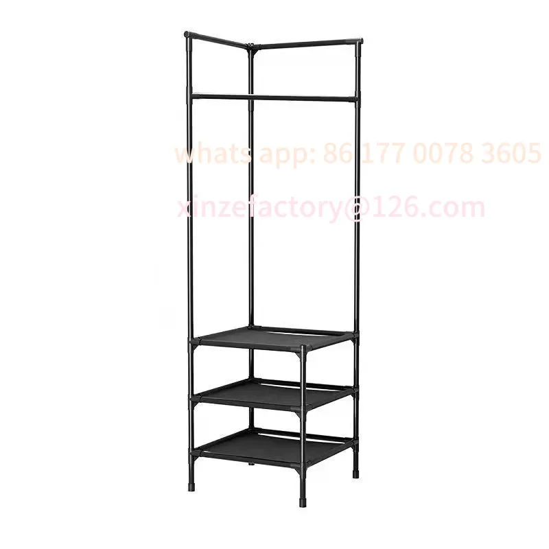 

Customizable Black Floor Standing Clothes Rack, Bedroom Corner Garment Organizer for Overnight Clothes, 25-Tube 69×27×9cm
