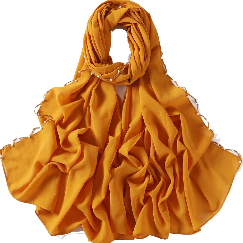 

Высокое качество, цепочка из бисера, жемчужный шифон, длинный шарф, хиджабы, элегантный Дубай, мусульманский женский вечерние тюрбан, шали, головные уборы