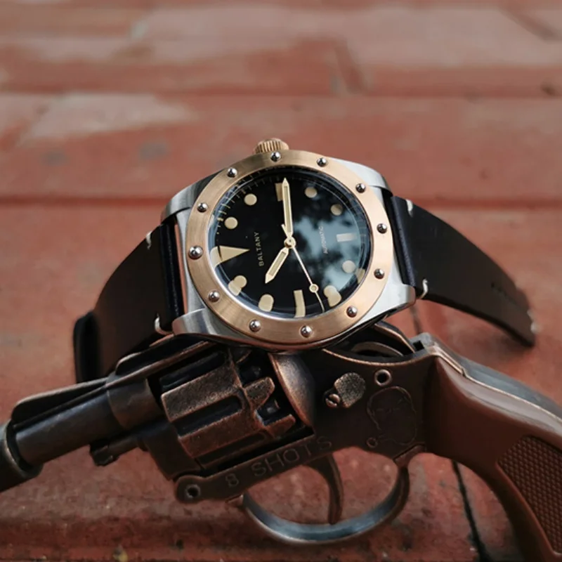 Baltany 2025 nuevo Reloj mecánico para Hombre NH38 único Retro 40mm luminoso acero inoxidable impermeable 200m bronce Reloj Hombre