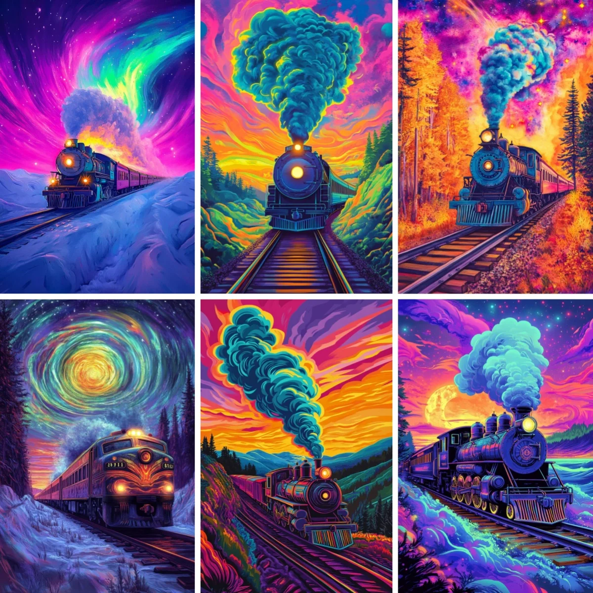 Colorful Express Train 5D Diamond Painting Kits for Adults Kids , Magical Journey Gem Painting Crafts for Home Wall Decor