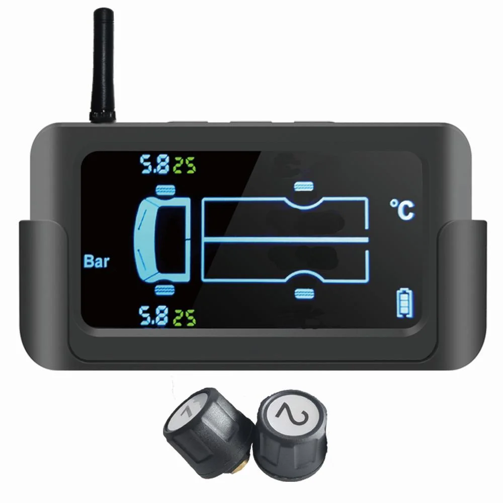 

Digital 2-Wheel Truck Tire Pressure Detection Sensor Cross-Border Solar TPMS System External and Internal Tire Monitoring