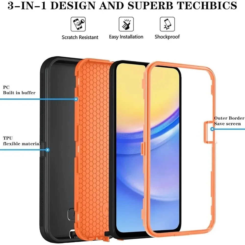 3-lagige robuste Hybrid-Ott-Defender-Hülle für Samsung A57 A37 A27 A17 A07 A56 A36 A26 A16 A06 A55 A35 A25 A05 A05s 4G 5G Cover – Detail 5