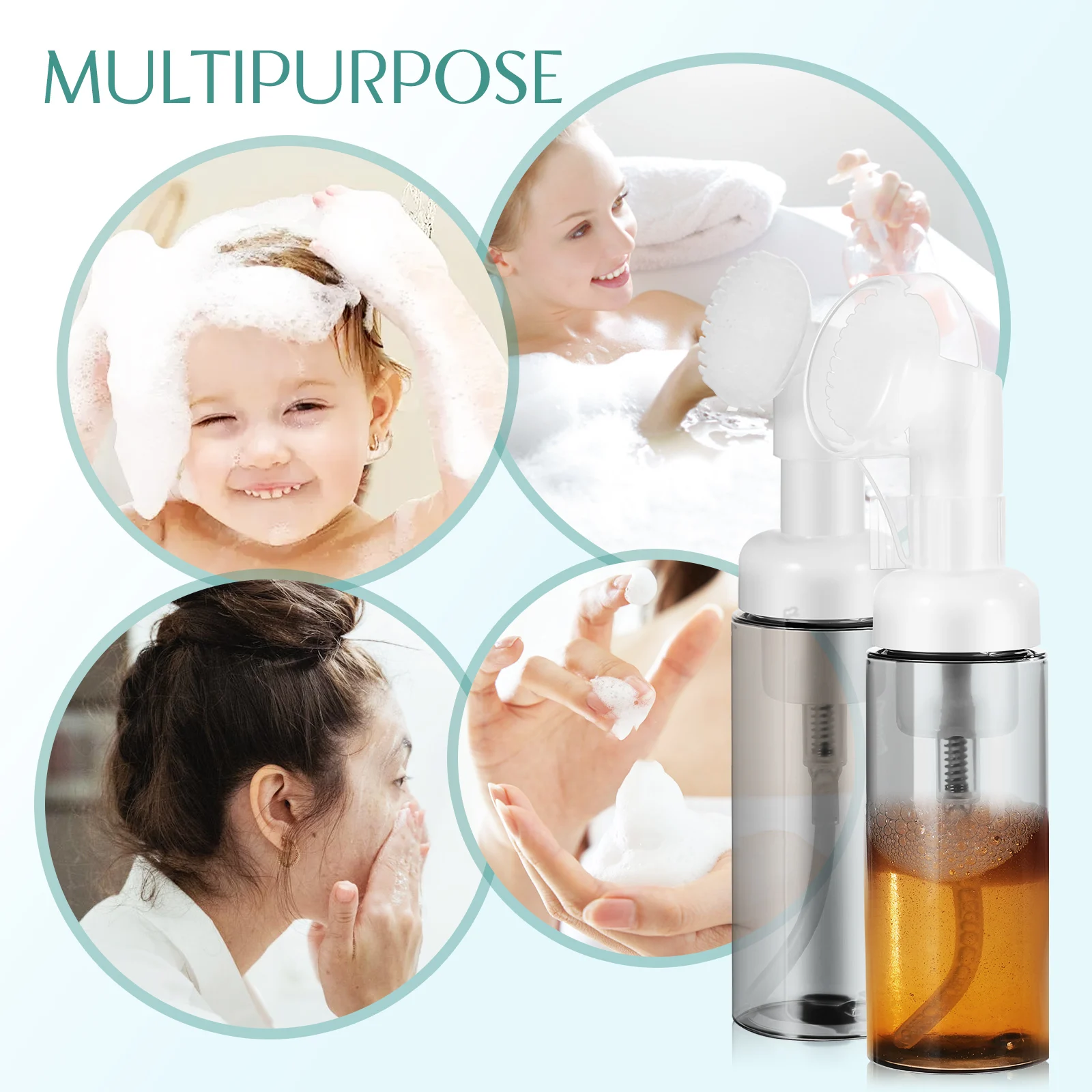 

6 pcs Empty Bottles 60ml Black Resistant Foam Pump Travel Size Leak Proof For Hand Soap Shampoo Skincare