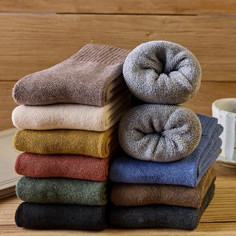 5 أزواج من الجوارب الصوفية السميكة المريحة للنساء-الخريف والشتاء، جوارب أنبوبية كلاسيكية بلون سادة-دافئة، ناعمة للطقس البارد