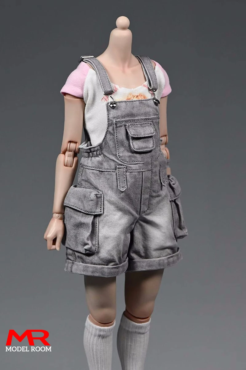 1/6 Scale Female Cowboy Workwear Overalls Shorts Clothes Model Fit 12\'\' Worldbox AT201 Soldier Action Figure Body Dolls