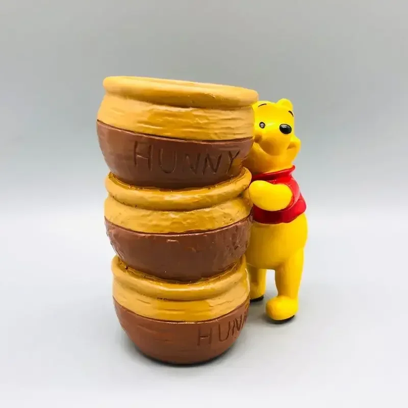 Disney Kubuś Puchatek Pojemnik na Długopisy Szczelny Słoik Model na Biurko Dekoracja Domu Kreskówka Żywica Przechowywanie Impreza Prezent Urodzinowy dla Dzieci