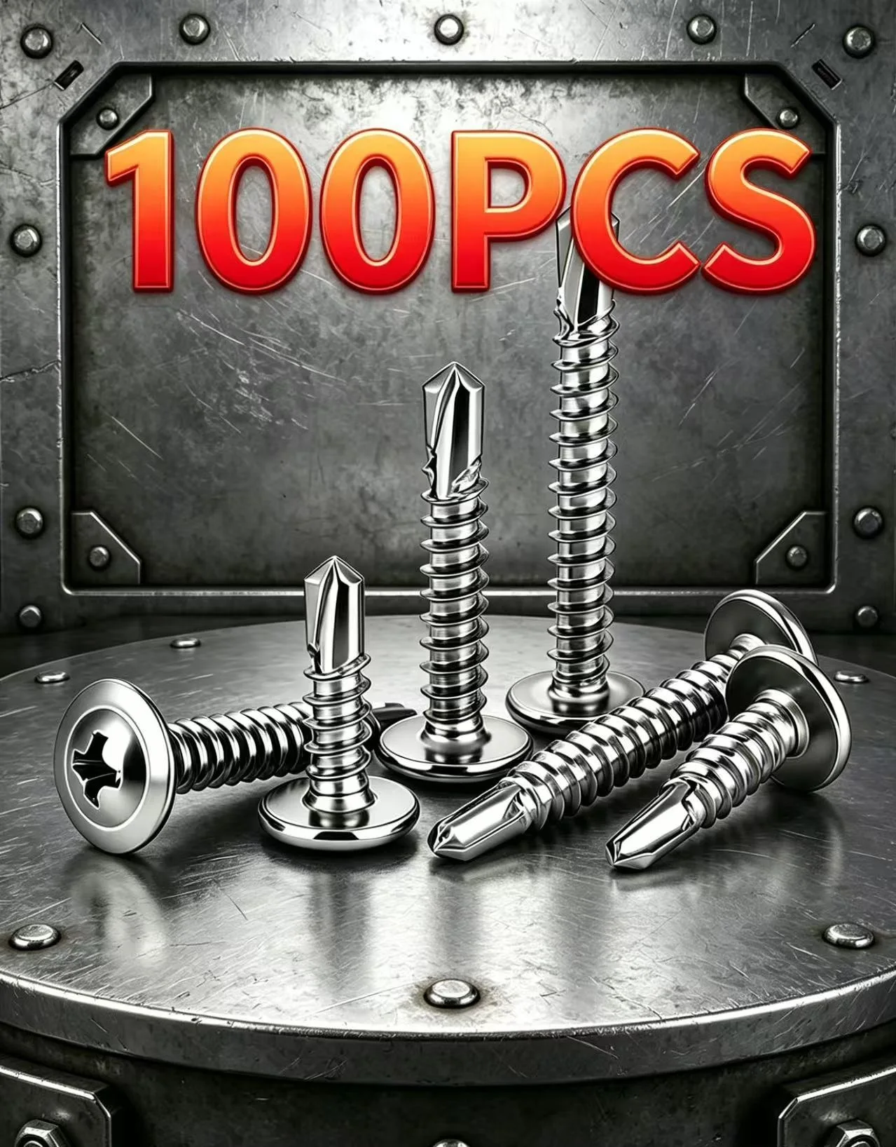 100PCS #8 M4.2 High-Strength Self-Tapping Sheet Metal Screws 410 Stainless Steel Truss Head for Quick Lathe to Metal Tapping