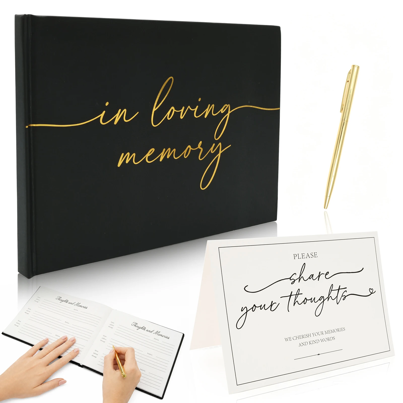 Hardcover Funeral Memorial Guest Book Thick Paper Condolence Guest Book Celebration of Life Guest Book for Remembrance Gathering