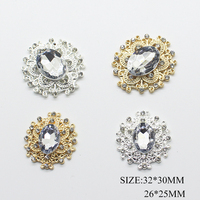 10pcs 32*30MM Zinc-alloy Metal Snap Button Flatback Rhinestone Buttons Craft for Sewing Wedding Accessories Decorative