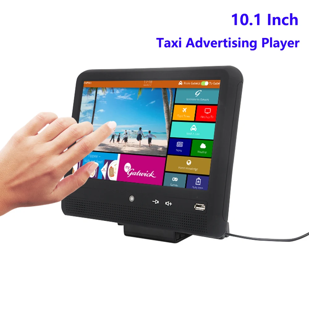 Taxireclame Speler Tablet Android Voertuig Gemonteerde Terminal 4G Lte 10.1 Inch Touchscreen Met Beugel Usb Auto Aan