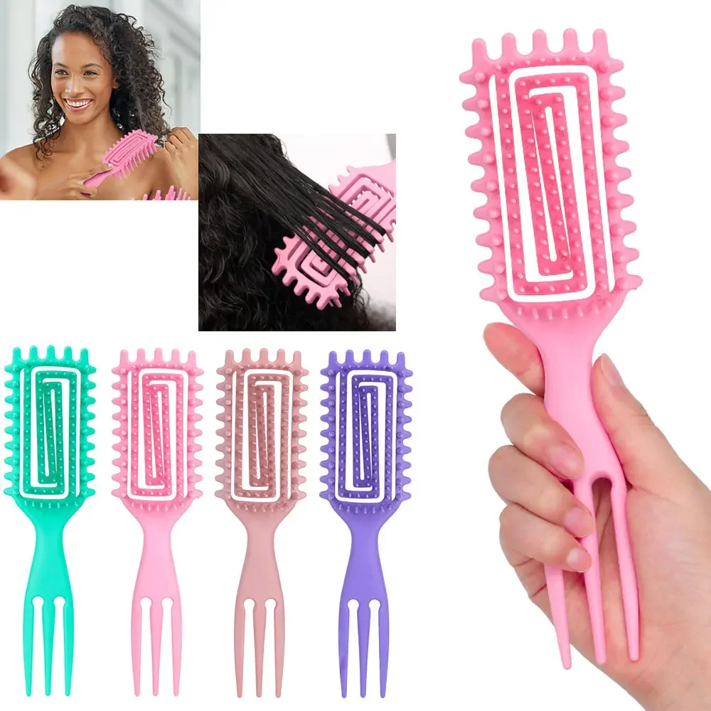 

3 in 1 Curl Define Styling Comb Hollow Detangling Hair Brush Tangled Curly Hair Combs Scalp Massage Brushes Barber Styling Tools