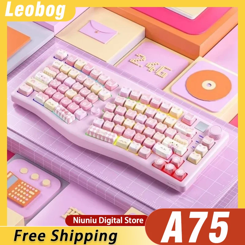 

Leobog A75 Mechanical Keyboard New Alice-Wireless Customized RGB Gaming Keyboard Office Tablet Top Structure Hot Swappable Gift