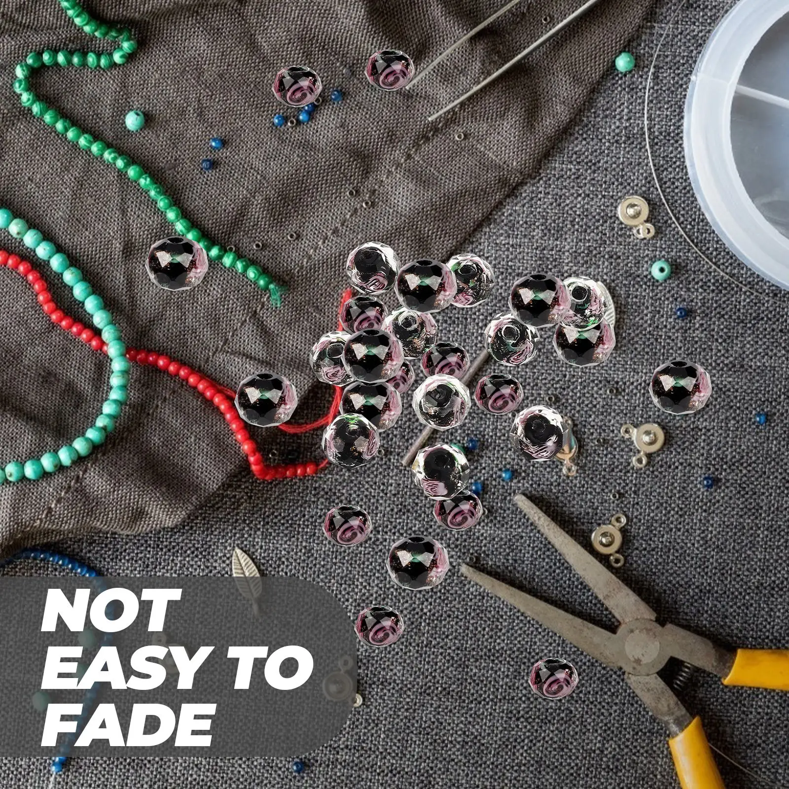 

40Pcs Loose Beads for Jewelry Making DIY Azure Stone Bead Charms Flower Pattern Spacer Beads Craft DIY Projects