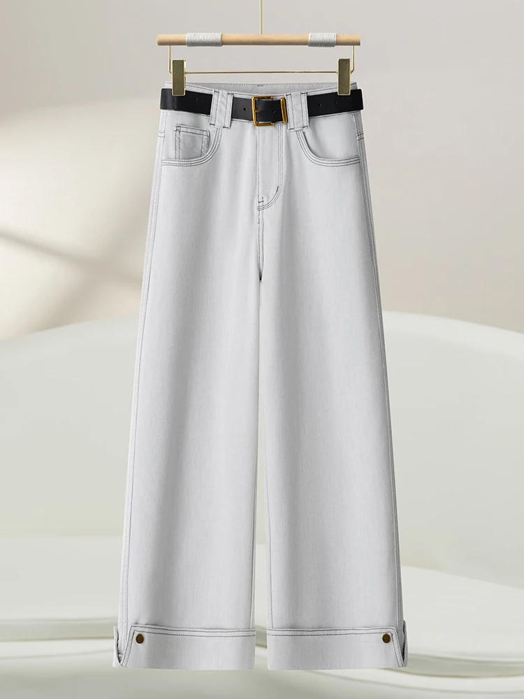 

Джинсы женские летние тонкие прямые укороченные серого цвета с высокой талией, утягивающие, с отворотами, повседневные, маленькие размеры, новинка