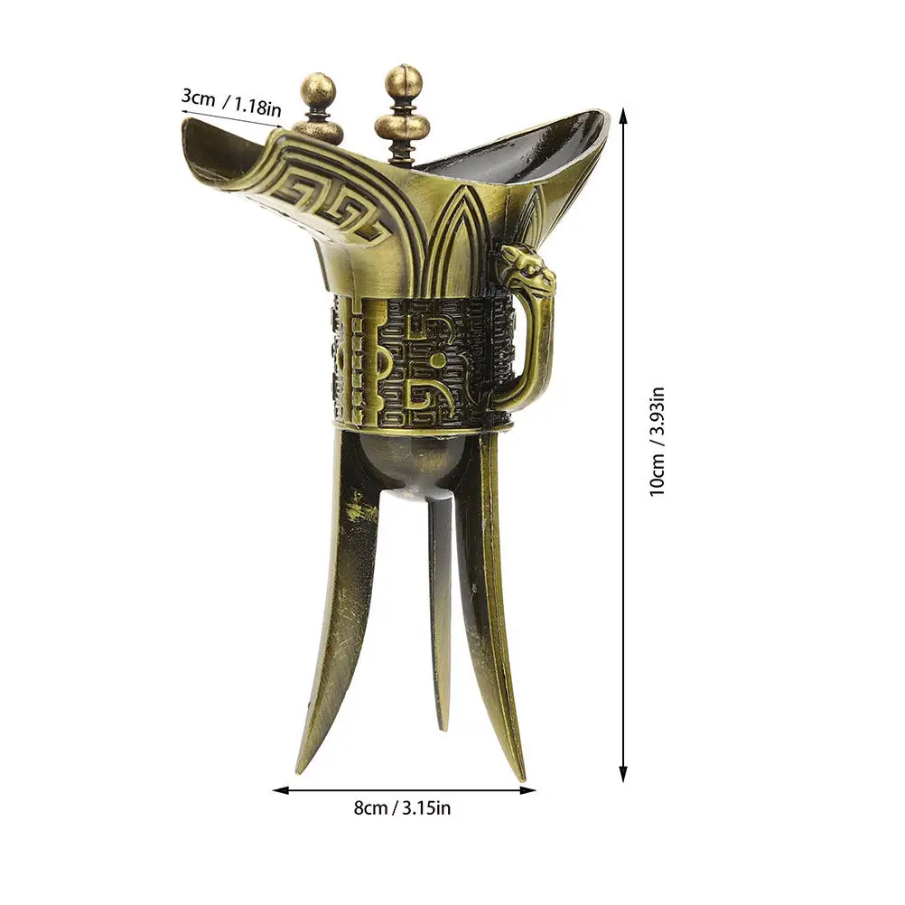 3Pcs Chinese Ancient Style Emperor Shot Cups Vintage Metal Drinking Mugs for Wine Liqueur Cordials Tea Retro Decorative Liquor