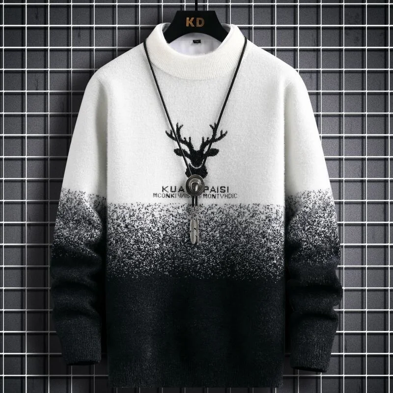 

New Winter Male Pullover With Deer Fashion Mink Velvet Sweater Men Streetwear Top Quality Thick Warm Mens Christmas Sweaters