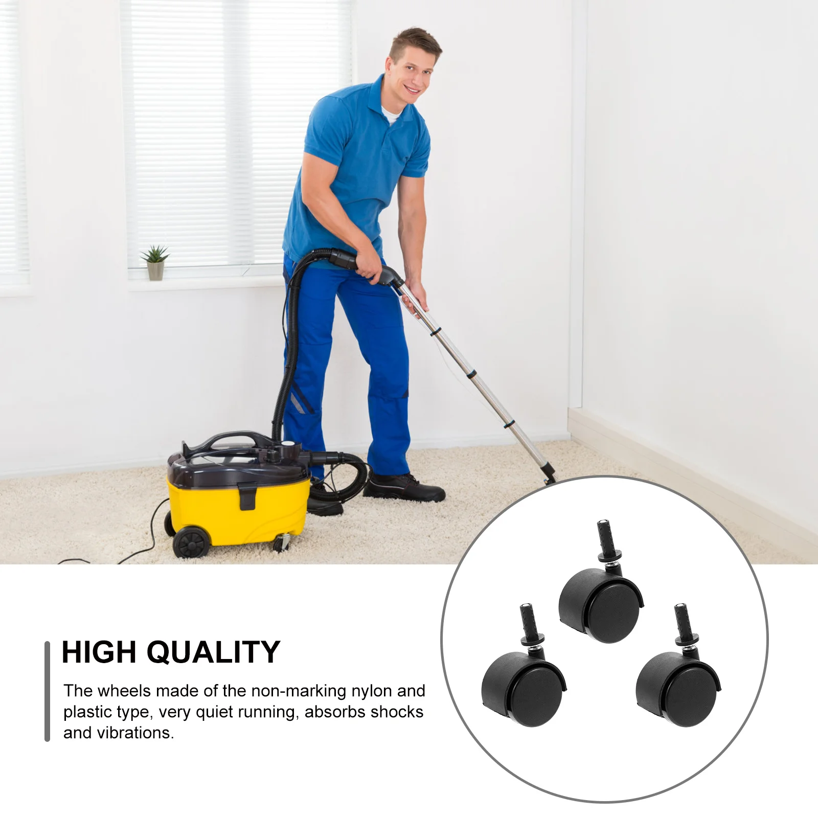 

3pcs Vacuum Cleaner Caster Wheels Swivel Universal Trolley Furniture Heavy Duty Floor Protection Durable Smooth Rolling Long